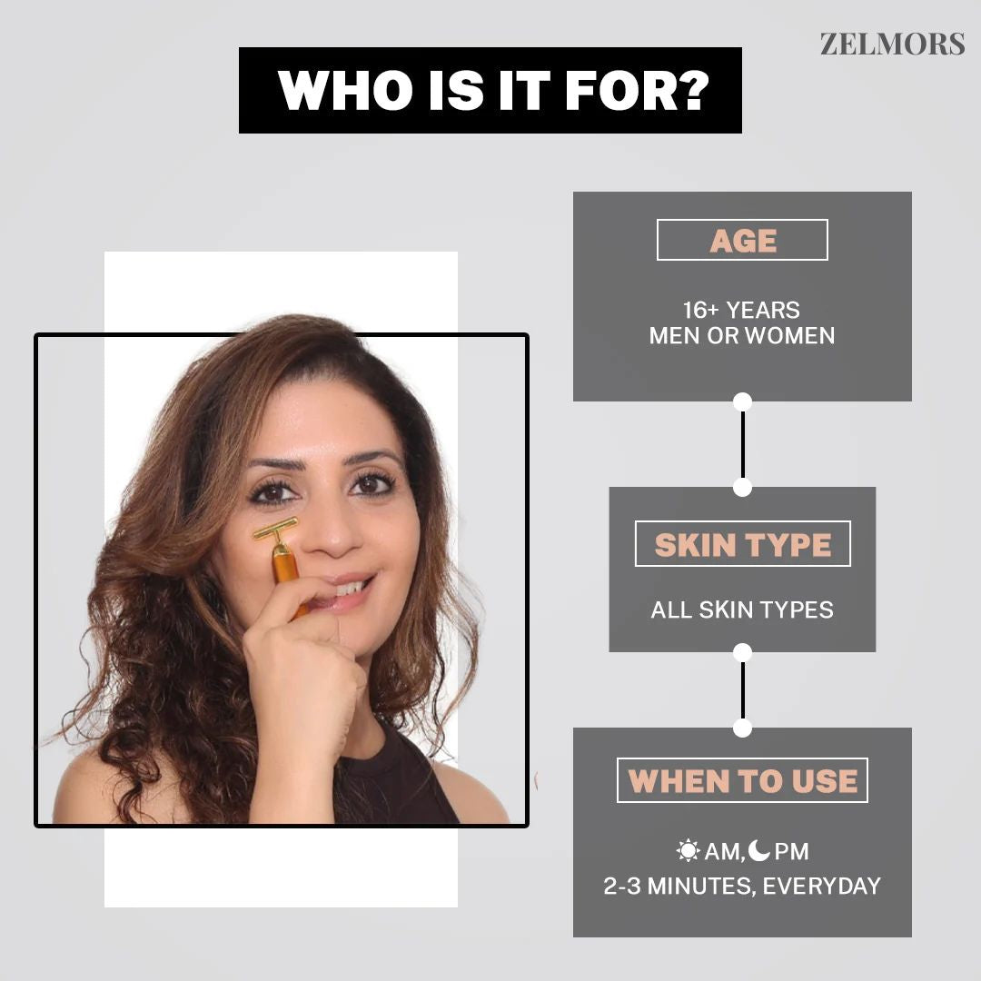 Zelmors™ 24K Gold Platted Electric Face Massager | By Indian House Of Beauty