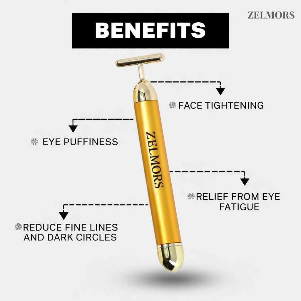 Zelmors™ 24K Gold Platted Electric Face Massager | By Indian House Of Beauty