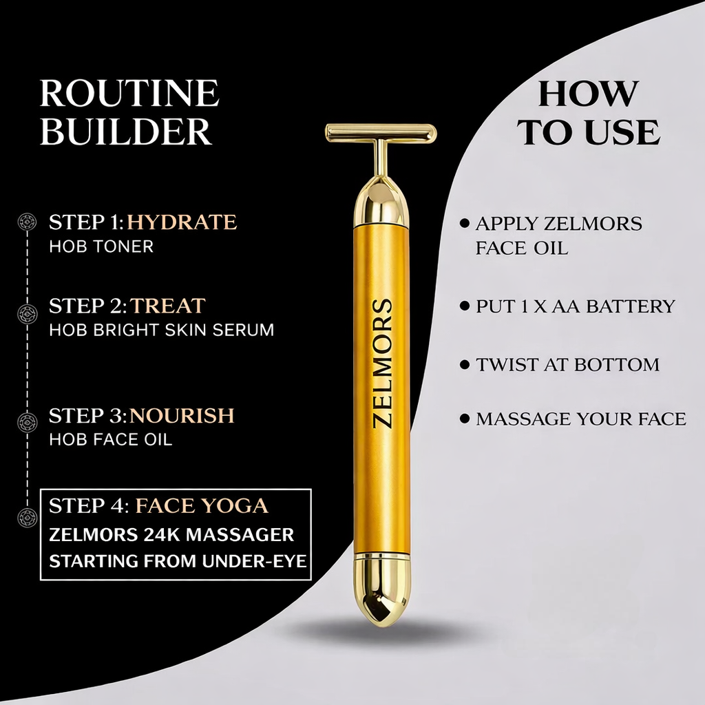 Zelmors™ 24K Gold Platted Electric Face Massager | By Indian House Of Beauty