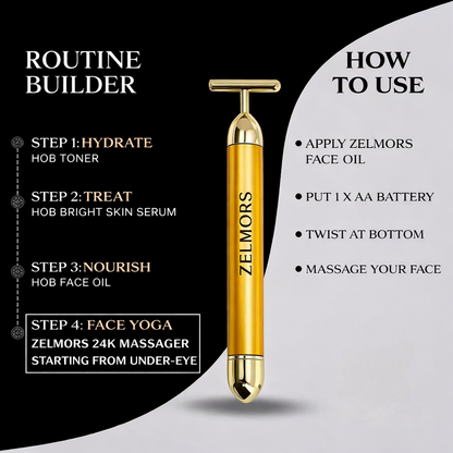 Zelmors™ 24K Gold Platted Electric Face Massager | By Indian House Of Beauty